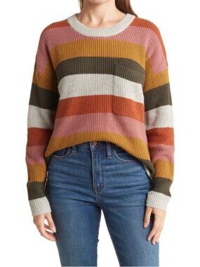 Madewell Pocket Pullover Striped Sweater NWT Arctic Ice Blue Size XL